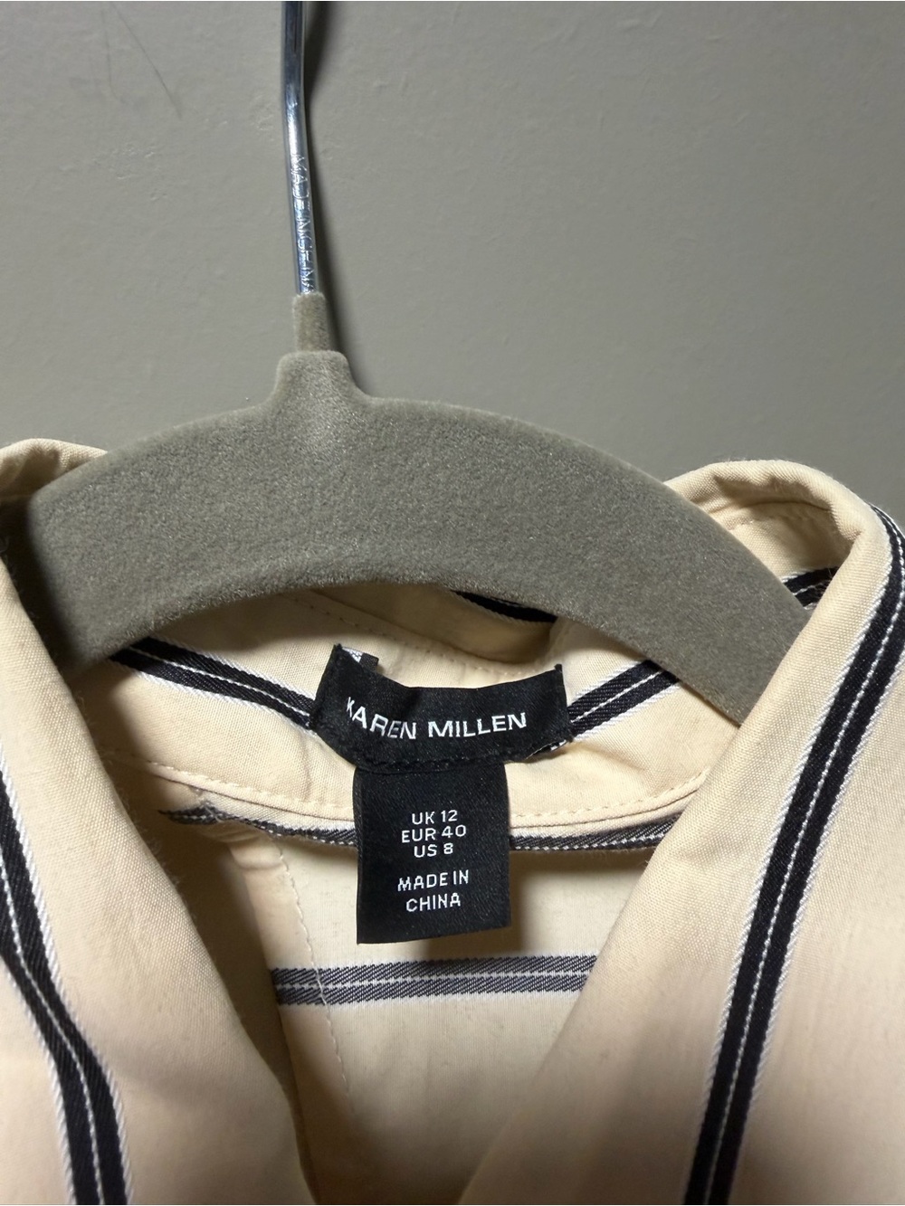 Karen Millen Cream and Black Vertical Stripe Midi Shirt Dress - Picture 4 of 4